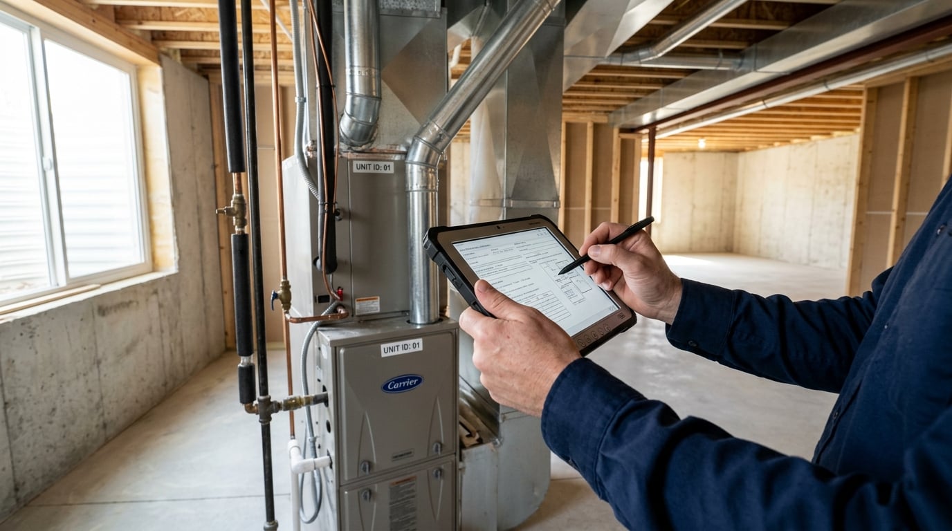 Inspector documenting a mechanical system